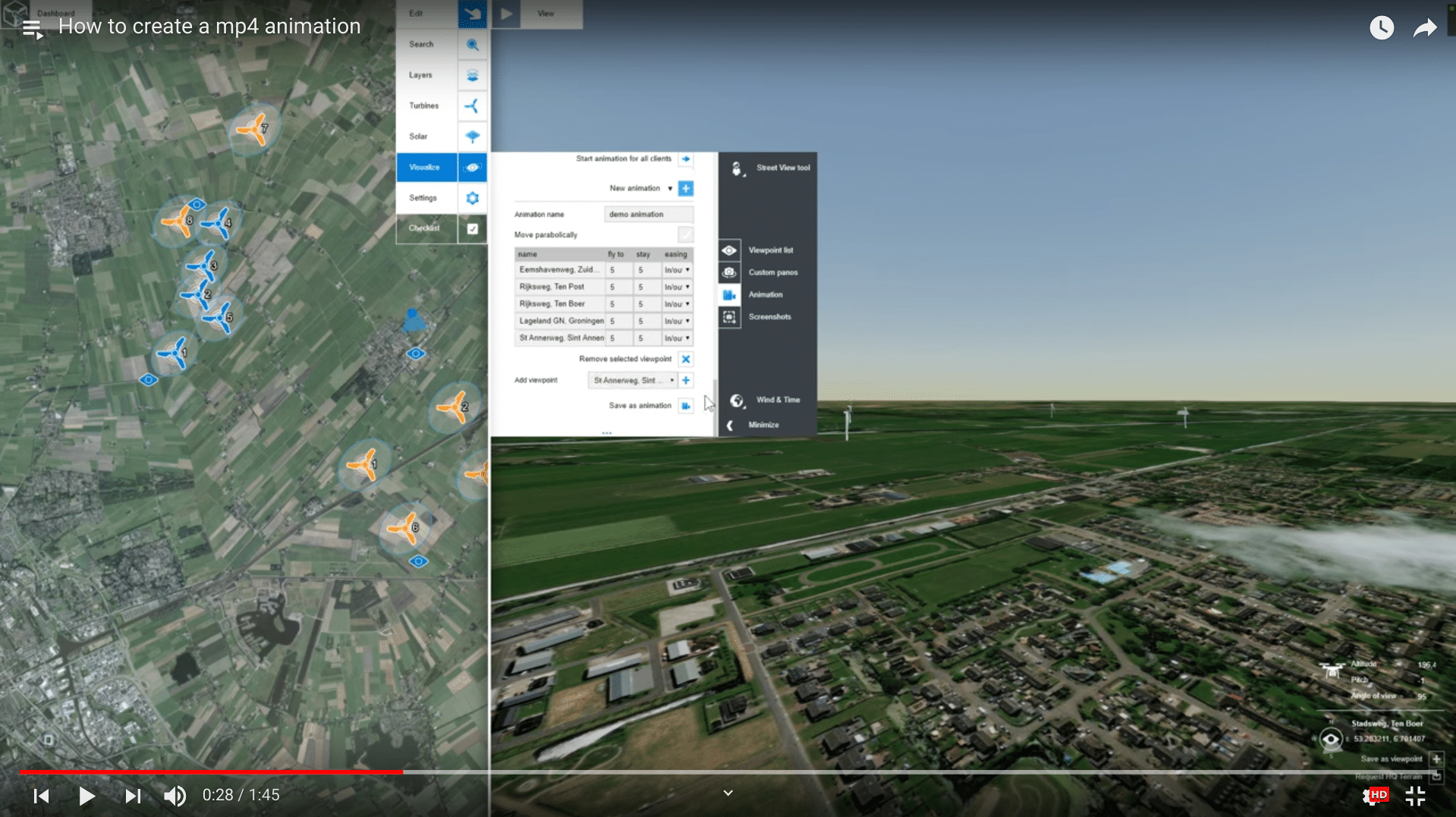 Animation of viewpoints